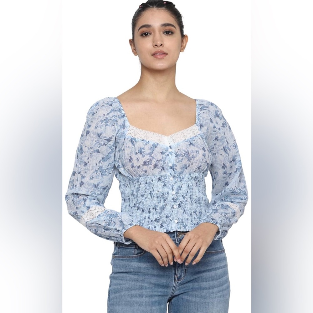 American Eagle Outfitters Blue Floral Blouse